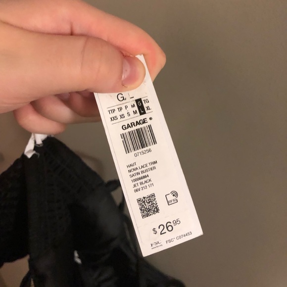 GARAGE SATIN BLACK LACE CROP TANK TOP. BRAND NEW WITH TAGS. - Picture 2 of 4